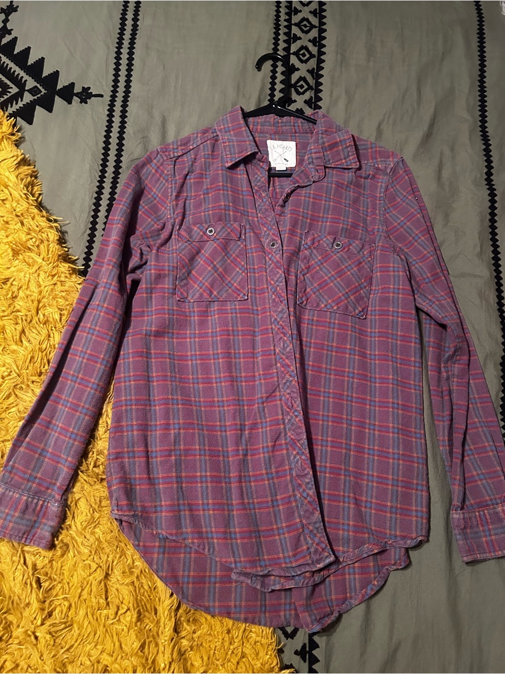 LA Hearts Plaid Button-Up Shirt